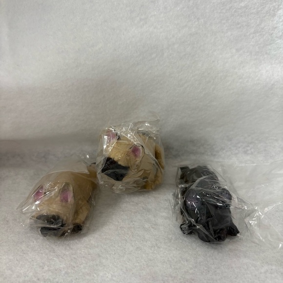Other - Set of 3 FRENCH BULLDOG Squishy Gachapon Toys Figures Brown Black Fawn Dog
